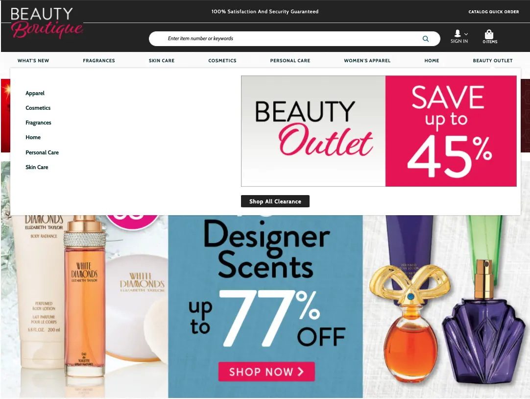 Beauty Boutique Homepage